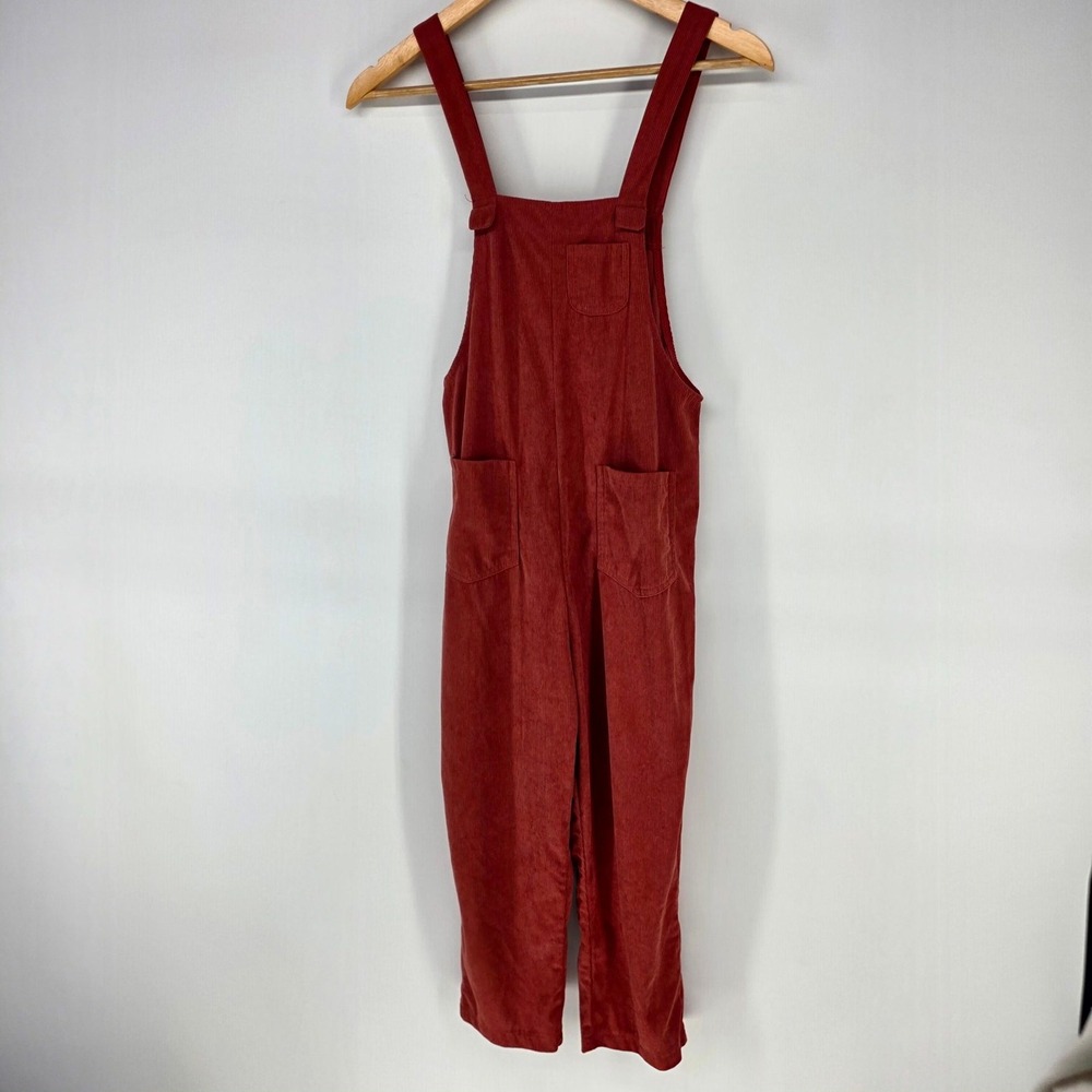 Corduroy Overalls Women Small 2 Rust Red Bib Pocket Boho Jumpsuit Dungarees